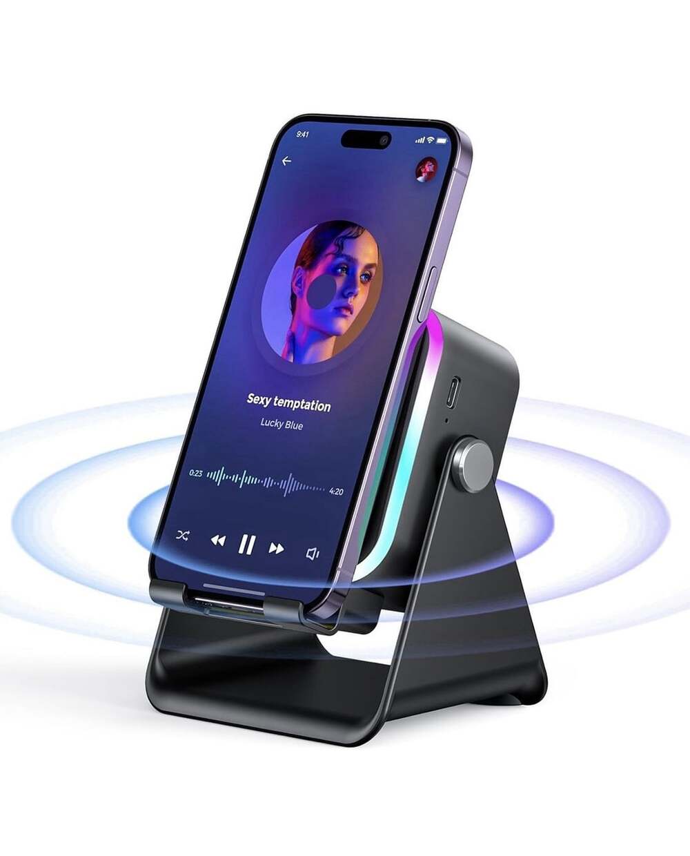 Induction Speaker With Phone Stand 5 In 1 Wireless Bluetooth Audio  WI-FI
